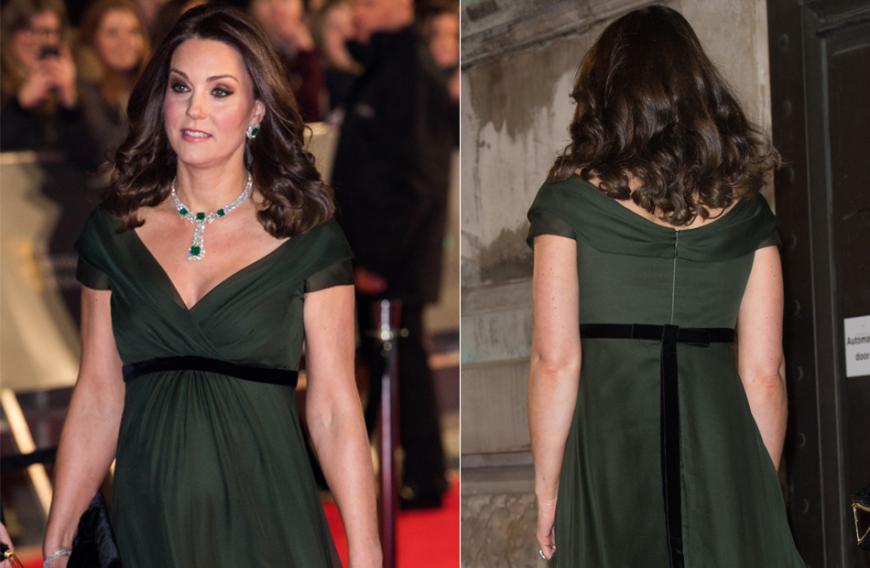 Die hochschwangere Kate bezauberte bei den BAFTAs in einem wunderschönen grünen Abendkleid von Jenny Packham und herrlichem Smaragdschmuck auf dem roten Teppich. Trotzdem erntete sie Kritik für ihren Look.