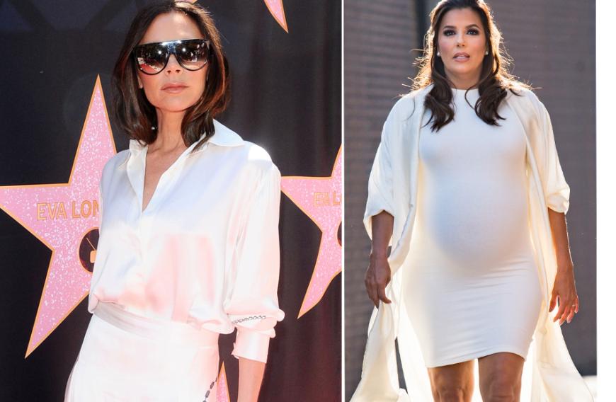 Eva Longoria (r.) hat mächtig zugelegt und leidet unter den Extrakilos: „Ich hasse mein Spiegelbild! Ich will wieder so dünn wie früher sein!“ Abhilfe soll nun Freundin Victoria Beckham (l.) schaffen.