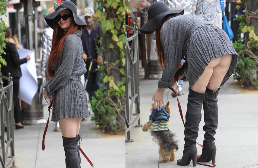 Ups! Hat da jemand vergessen seine Unterwäsche zu tragen? US-Schauspielerin und Model Phoebe Price bückte sich ein Stück zu weit zu ihrem Hund herunter beim Spaziergang in L.A. ...