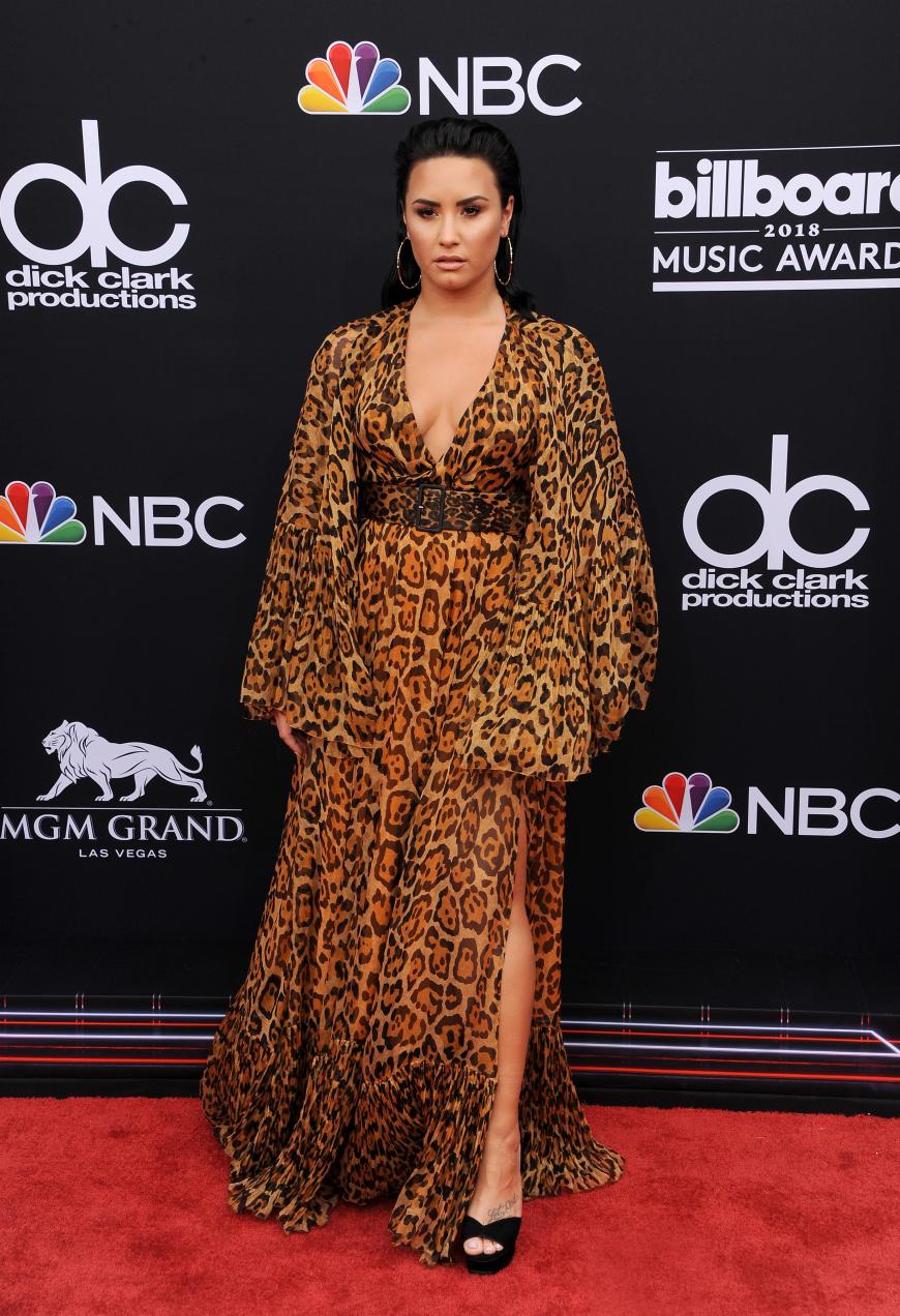 Demi Lovato setzte hingegen auf den 90s-Look – mit Leo-Print, tiefem Dekolleté, hoher Gürtelschnalle und XL-Creolen.
