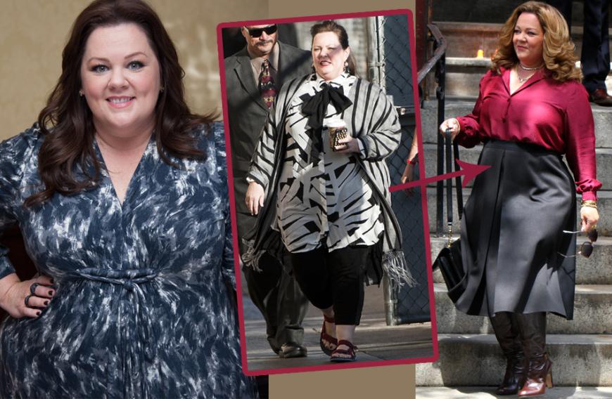 34 Kilo sind seit 2015 gepurzelt, jetzt (Foto rechts) schafft sie es, ihre Figur zu halten: Melissa McCarthy.