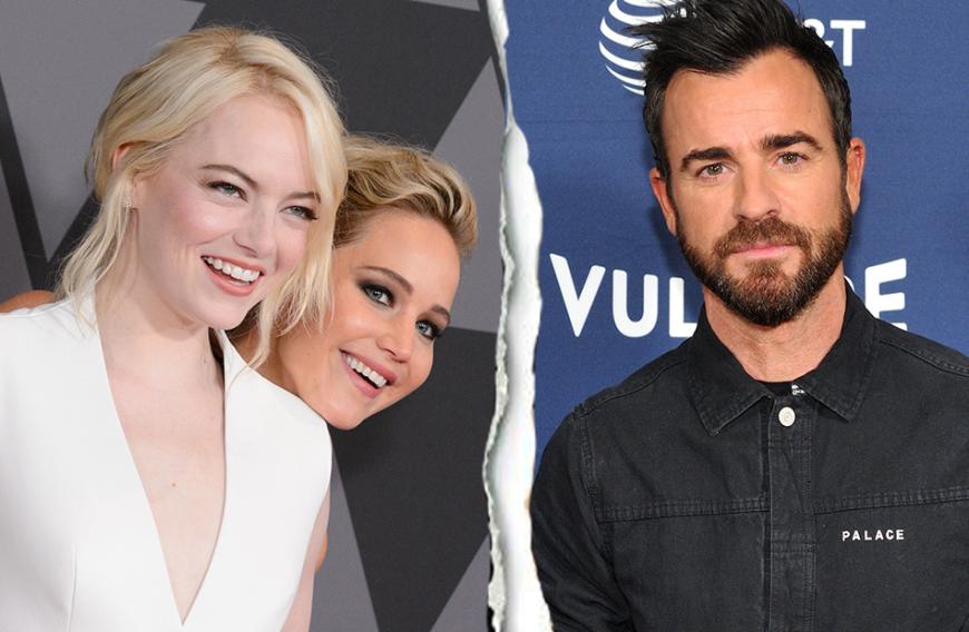 Jennifer Lawrence (2.v.r.) soll ihrer besten Freundin Emma Stone von der Liaison mit Justin Theroux abgeraten haben.