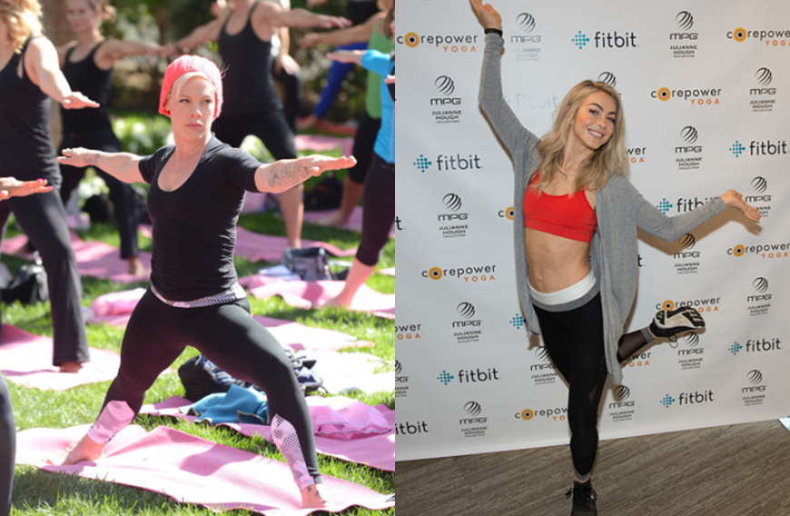 Mach mir den Krieger! Pop-Star Pink bei einer Open-Air-Yoga-Session und Julianne Hough als Brand-Ambassador für ein Yoga-Label