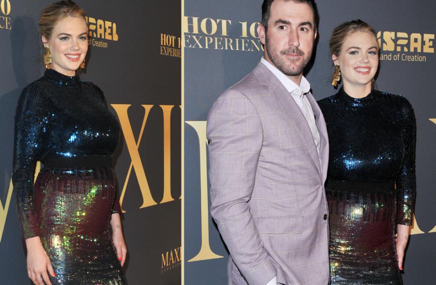 Ein funkelnder erster öffentlicher Auftritt für Kate Uptons Babybauch! Der kurvigen Schönheit liegen die Männer zu Füßen - kein Wunder, dass sie kürzlich vom Maxim-Magazin zur heißesten Frau der Welt gekürt wurde. Jetzt ist sie schwanger, und zur Party der Ehrung hatte sie nicht nur ihren Gatten Justin Verlander im Schlepptau, sondern auch ihre Babykugel - hübsch verpackt in einem glitzernden Pailletten-Kleid. Ein im wahrsten Sinne des Wortes runder Auftritt für die werdende Mommy.
