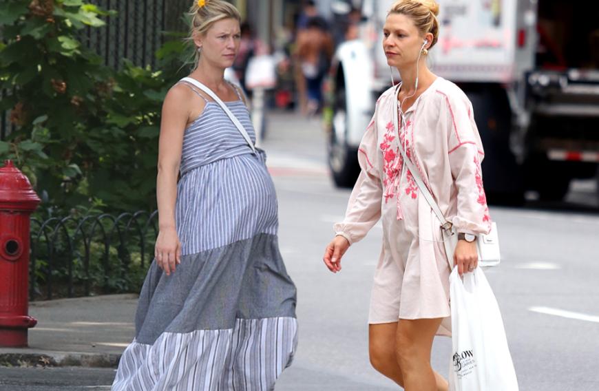 Claire Danes kurz vor (l.) und zwei Wochen nach der Geburt (r.). Der