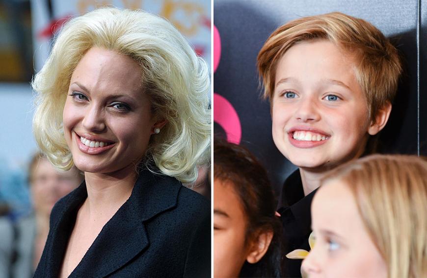 Tochter Shiloh sieht aus wie eine Mini-Version von Angelina Jolie. Auch wenn der Pitt-Jolie-Sprössling mit seiner Haarfarbe mehr nach Papa Brad kommt (Angie ist nur für Schauspielrollen blond), ist die Ähnlichkeit unverkennbar: Das Grinsen und die Kieferpartie haben Mutter und Tochter gemeinsam.