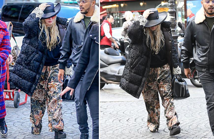 Schlabber-Look pur! Madonna hat sich bei der Wahl ihres Outfits offenbar nicht so viele Gedanken gemacht. Es sieht aus, als hätte sie einfach ihre Schlafanzughose angelassen, willkürlich eine XXL-Jacke übergeworfen und zur Tarnung noch schnell einen Hut auf den Kopf gesetzt. Das kannst du doch besser, Madonna ...