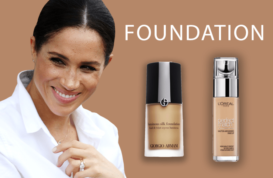 Bei der Foundation ist Meghan wichtig, dass die Haut ebenmäßig aussieht, ohne dabei maskenhaft zu wirken. Sie verwendet nur wenig Produkt, da sie beispielsweise ihre Sommersprossen nicht überschminken möchte. Ihr Favorit ist die