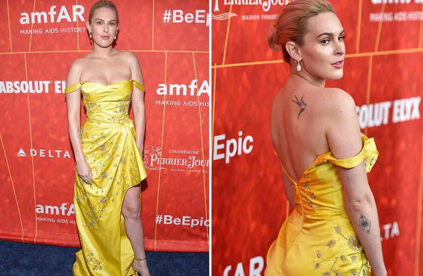 Wow! Rumer Willis präsentierte sich in ihrem gelben Kleid mit Blumendetails ziemlich freizügig.