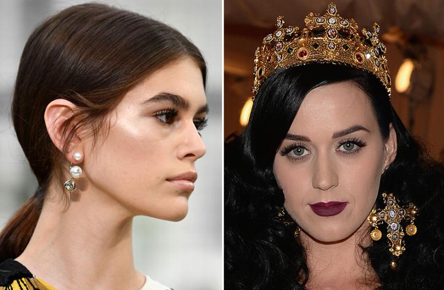 Die Stars machen die Trends vor: Kaia Gerber präsentiert den schönen Perlen-Trend, Katy Perry setzt auf auffälligen Brokat-Schmuck. 