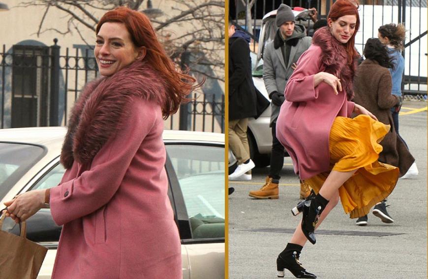 What?! Anne Hathaway trägt plötzlich rote Haare? Die schöne Schauspielerin sorgt am Set für ihre Amazon-Serie