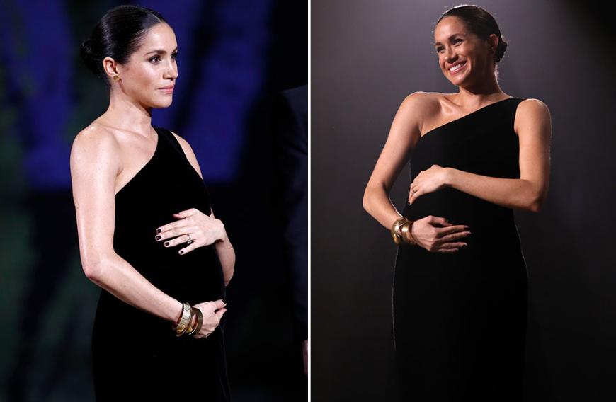 Bei den „British Fashion Awards“ zeigte sich die schwangere Herzogin Meghan in einem Kleid des Designers Givenchy. Auch ihr Brautkleid war ein Werk des französischen Designerhauses. Doch wer achtet bei diesem riesigen Babybauch noch auf das Kleid? Bekommt die Gattin von Prinz Harry etwa Zwillinge?