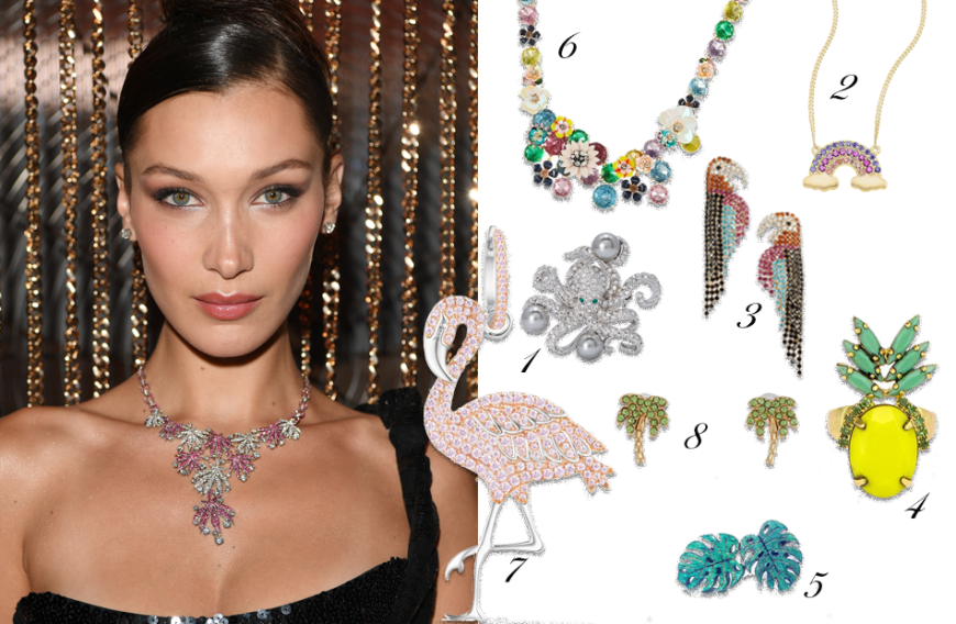 Bella Hadid, 22: Zum schwarzen Kleid wirkt die bunte Kette des Models richtig cool.