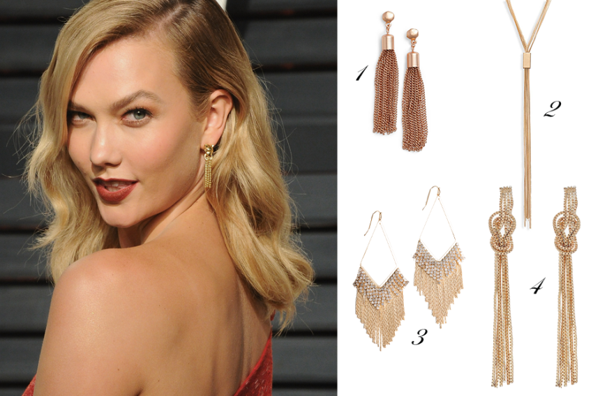 Karlie Kloss, 26: Der schlichte Ohrring des Models wird durch die Fäden richtig spannend.