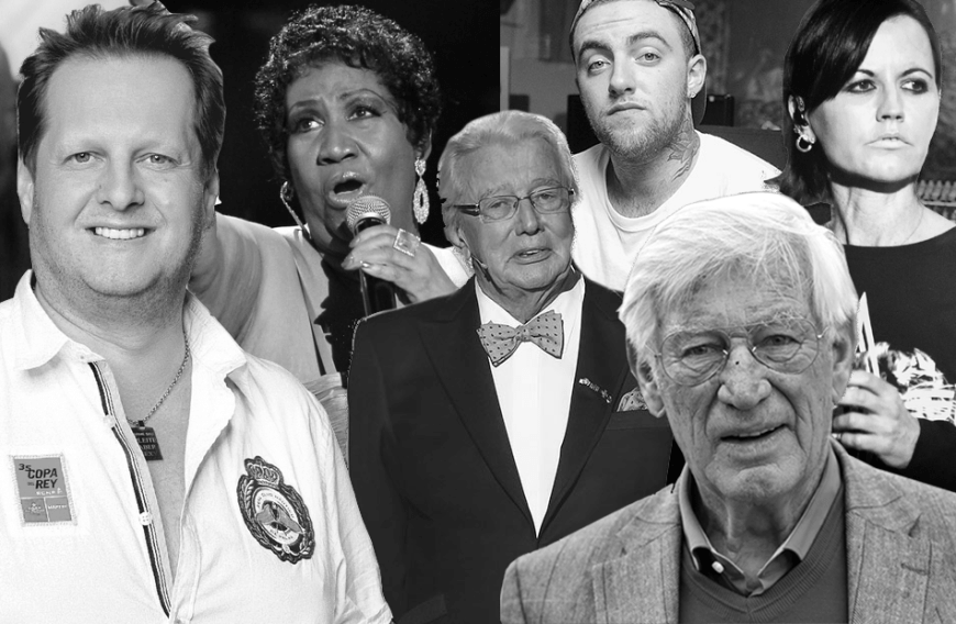 Ihr Tod sorgte für nationale und internationale Bestürzung: Jens Büchner, Aretha Franklin, Dieter Thomas Heck, Mac Miller, Siegfried Rauch und Dolores O'Riordan (v.l.) gingen 2018 von uns. Sie hinterließen eine große Lücke, bleiben aber unvergessen.