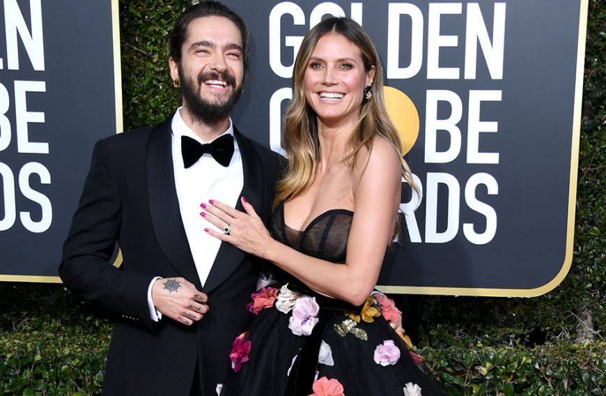 Happy wie nie: Heidi Klum und Tom Kaulitz strahlten bei den Golden Globes um die Wette.
