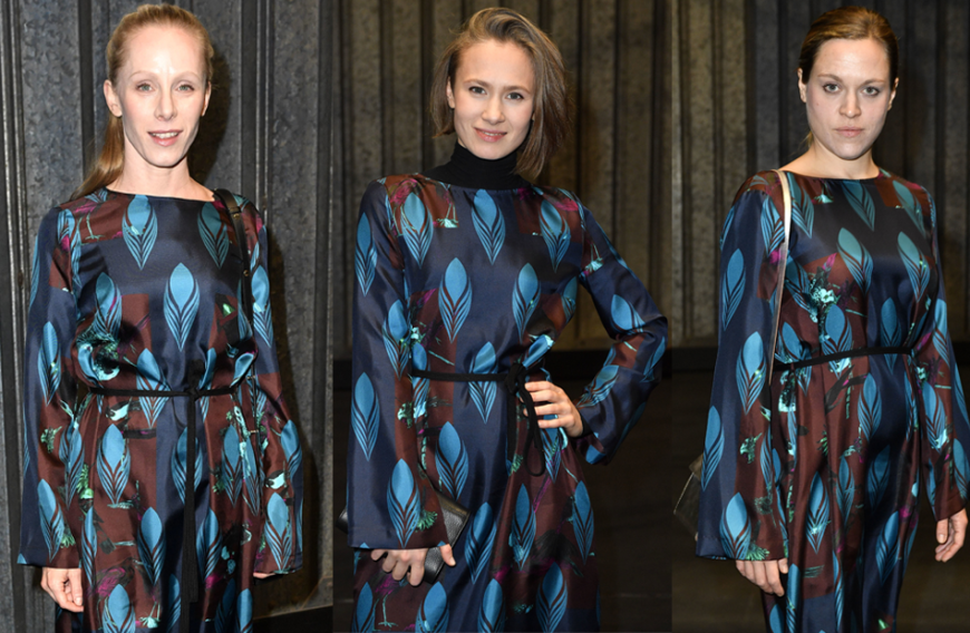 Upsi! Peinlicher Fashion-Fail oder lustiger Zufall? Bei der Odeeh Fashion Show im Rahmen der MBFW trugen gleich drei (!) Promi-Damen das gleiche Kleid. Susanne Wuest, Alina Levshin und Anne Haug (v.l.) entschieden sich alle für das auffällig bedruckte Outfit
