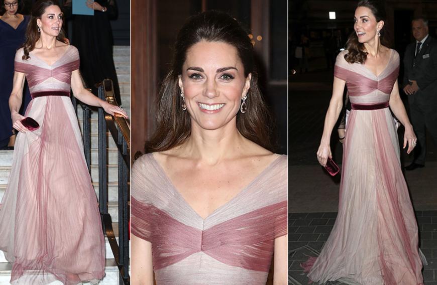 Auf einer Gala im Victoria & Albert-Museum bezauberte Herzogin Kate in diesem rosa-gestreiften Gucci-Kleid. Alle Augen waren an diesem Abend wieder auf die stilbewusste Frau von Prinz William gerichtet. Das Event der '100 Women in Finance Philanthropic Initiatives' wurde zu Gunsten von 'Mentally Healthy Schools' veranstaltet.