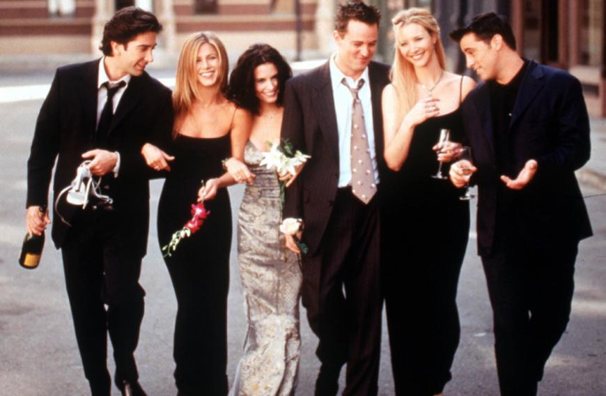 David Schwimmer, Jennifer Aniston, Courteney Cox, Matthew Perry, Lisa Kudrow und Matt LeBlanc (v.l.n.r.) wurden in den 90er Jahren mit