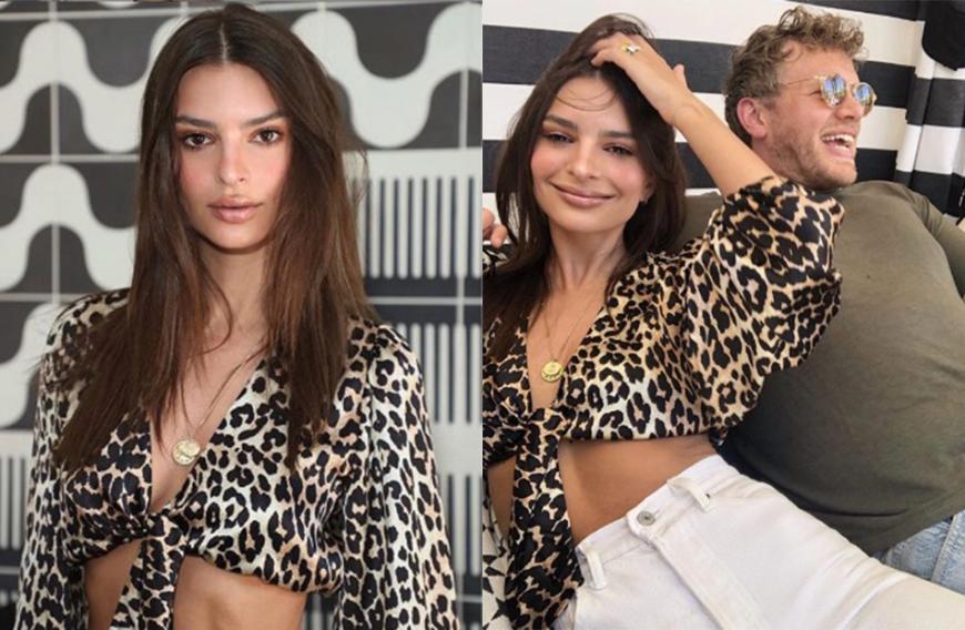 Model Emily Ratajowski genoss den Tag in dieser Leo-Bluse, ebenfalls von Ganni.