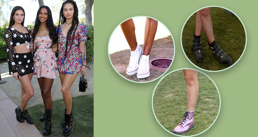 Die "Victoria's Secret"-Engel Sara Sampaio, Jasmine Tookes und Shanina Shaik (v.l.n.r) wissen, wie sie perfekt gestylt das Coachella-Festival rocken. Alle drei Ladies haben sich für schwere Boots entschieden, die ein toller Stilbruch zu ihren geblümten Looks sind. 