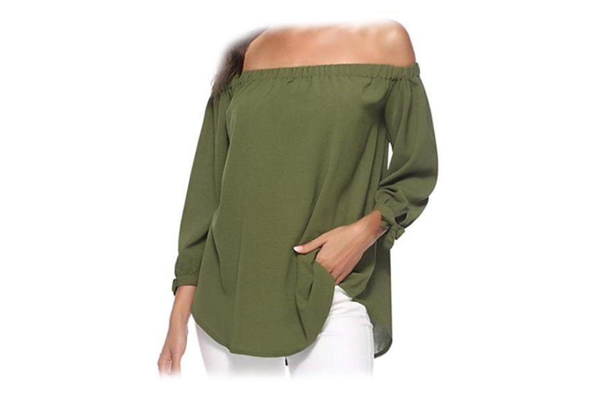 Der sexy Off-Shoulder-Look ist das Highlight dieses luftigen Oberteils, das in vielen verschiedenen Farben und Mustern erhältlich ist. Es versprüht lockere Eleganz und ist ganz sicher ein Hingucker auf jeder Gartenparty. Ab ca. 20 Euro kannst du das Classy-Teil von Aibrou hier shoppen.