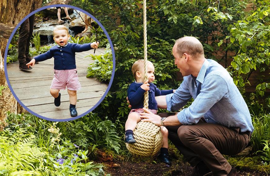 Auch Prinz William tobt mit dem royalen Energiebündel, das mittlerweile schon alleine herumrennen kann. Seinem Gesichtsausdruck nach zu urteilen scheint Prinz Louis der Schaukel gegenüber jedoch skeptisch.