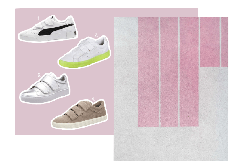 Sneaker mit Klettverschluss passen perfekt zu lässigen Jeans – für experimentierfreudige Fashionistas auch zum eleganten Kleid.