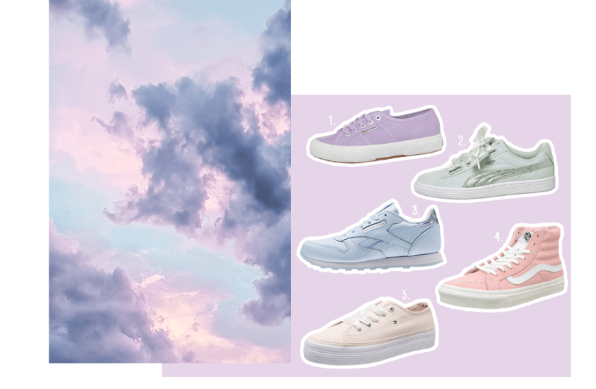 Ganz gleich ob das Outfit dezent oder knallig daherkommt – softe Sneaker in Pastell-Tönen sind die perfekte Ergänzung.