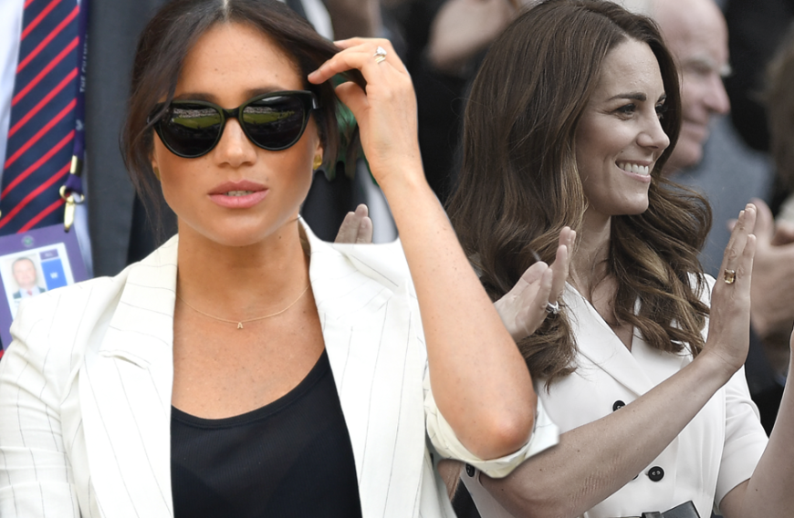 Krasse Diva-Allüren? Die Kritik an Meghans Wimbledon-Auftritt in den britischen Medien reißt nicht ab. Verglichen mit Kate (r.) sei der Auftritt der Herzogin von Sussex nicht angemessen gewesen.