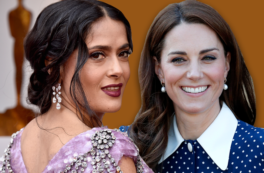 Auch Stars wie Selma Hayek oder Herzogin Kate (v.l.n.r.) haben ab und zu mit grauen Haaren zu kämpfen.