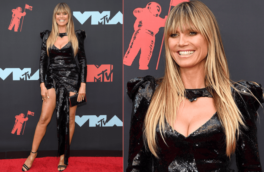 Gerade erst sorgte Heidi Klum bei Social Media für Lacher, da sie nach den Flitterwochen mit Tom Kaulitz nicht mehr in die Hose in Größe S passte. Macht nix, Heidi - in einem ultrakurzen schwarzen Paillettenkleid machten nicht nur