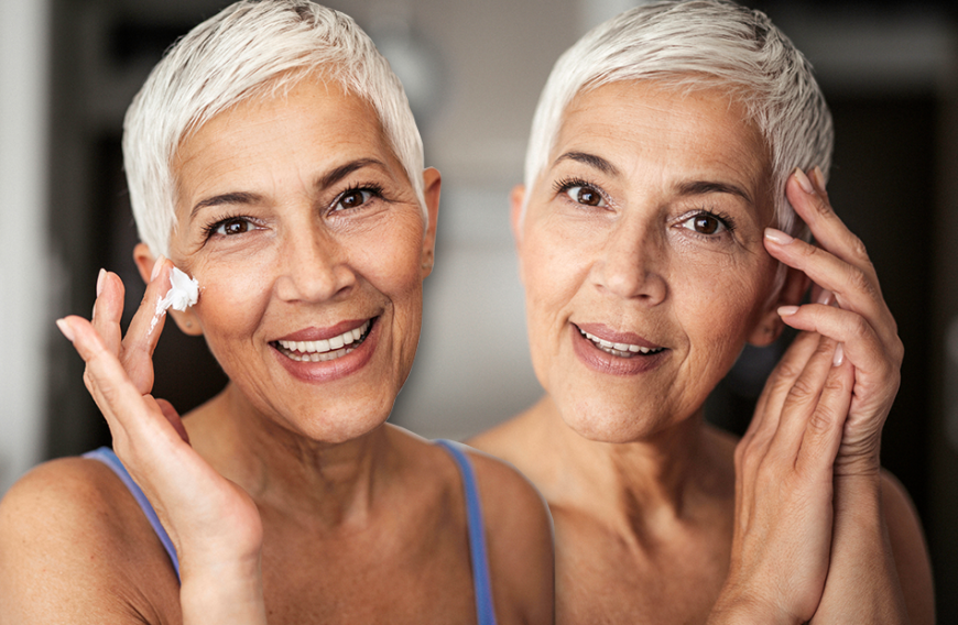 Mit der Menopause verändert sich auch die Haut und braucht dementsprechend eine andere Pflege. Auf welche Produkte du ab Ü50 setzen solltest, erfährst du hier. 