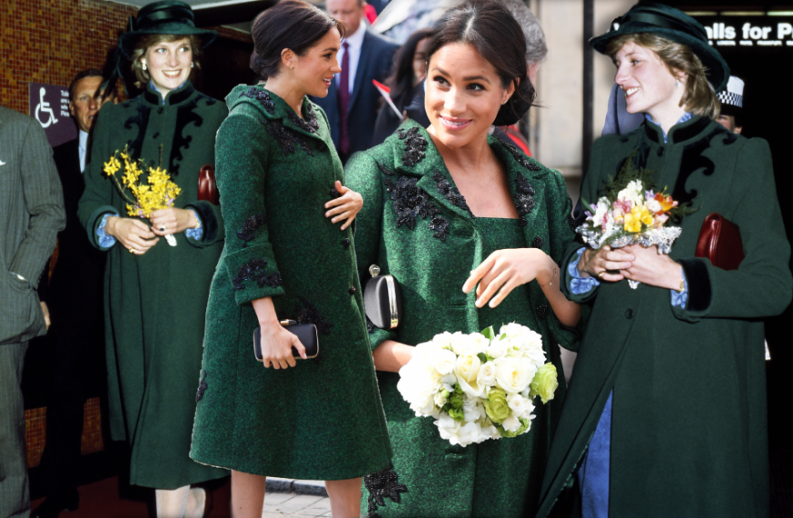 Sogar die Schwangerschafts-Outfits der Beauty sind angelehnt an die Looks, die Lady Di während ihrer Schwangerschaft getragen hat.