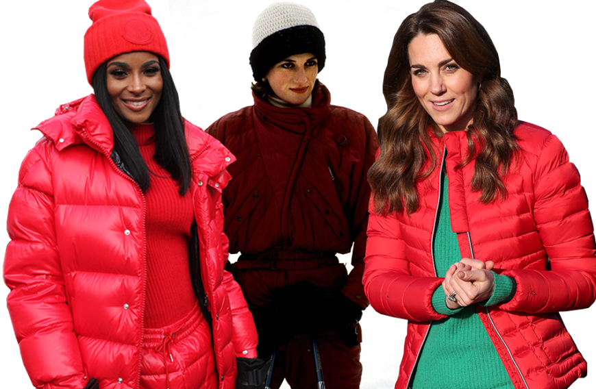 Lady Di (mitte) galt in den 90er Jahren als echte Silikone und setzte mit ihrer roten Puffer Jacket einen ultimativen Fashion-Trend. Ciara (l.) und Herzogin Kate (r.) lassen den Look wieder aufleben.