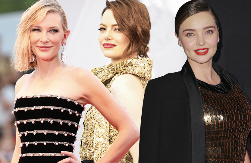 Cate Blanchett, Emma Stone und Miranda Kerr (v.l.n.r.) zeigen auf den roten Teppichen gerne mal etwas Haut. Damit diese gepflegt ist, greifen sie auch ganz bestimmte Beauty-Favoriten zurück.