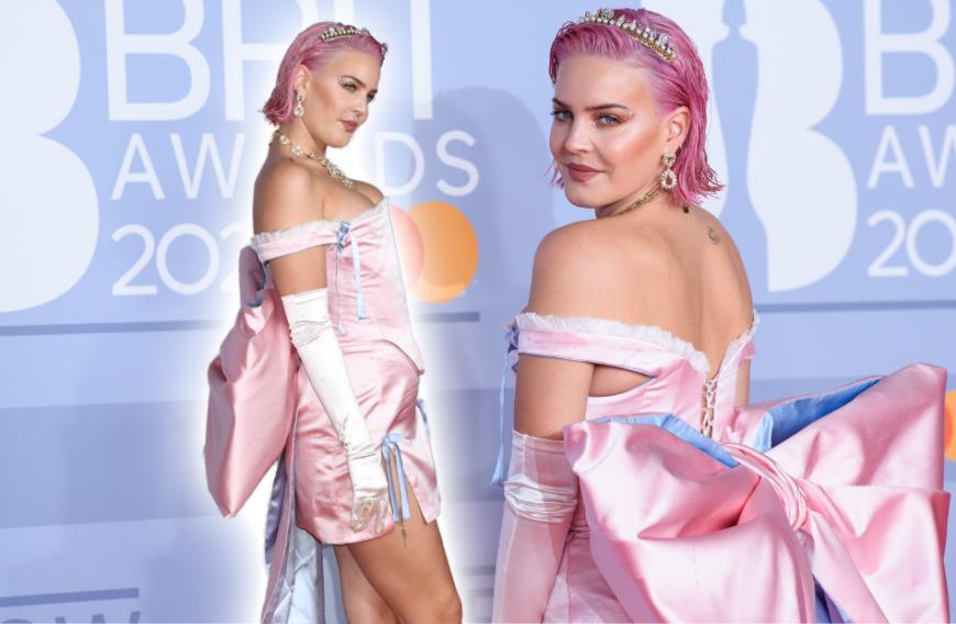 Ähhh ... das Prinzessinen-Gedächtniskleid mit XXL-Schleife von Sängerin Anne-Marie erinnert eher an Karneval als an Red Carpet.