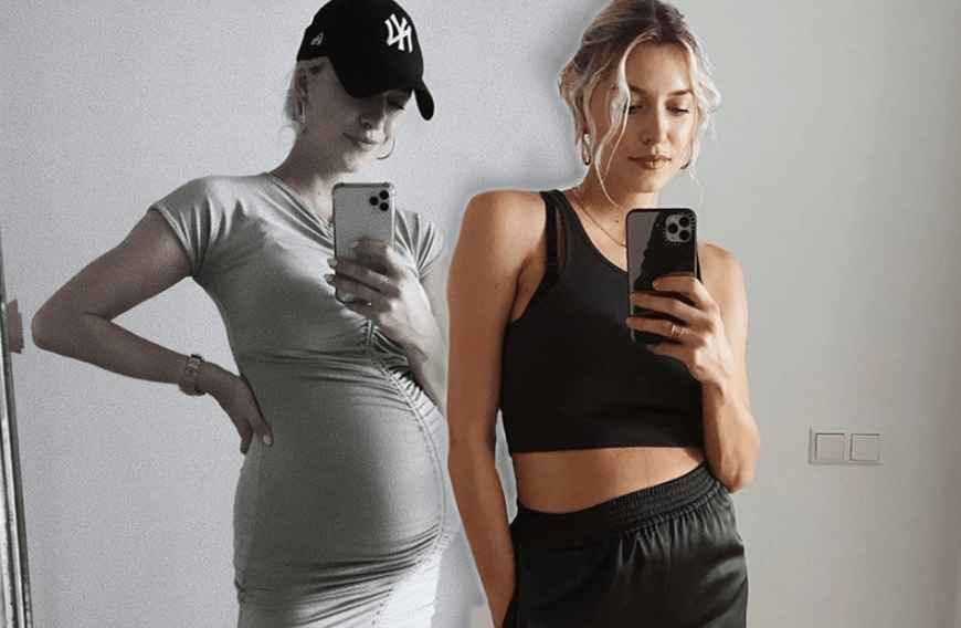 Lena Gercke kurz vor der Geburt und drei Wochen danach ...