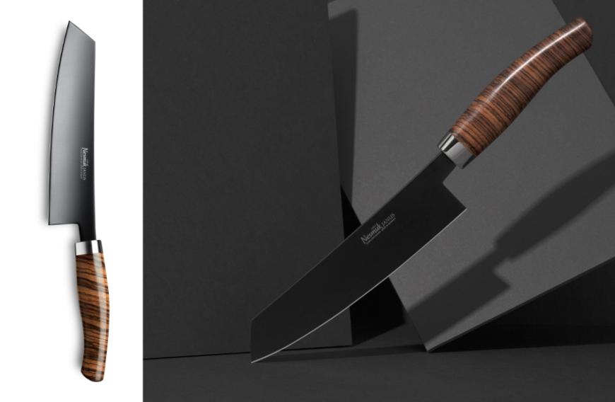 Unverzichtbar scharf: Es gibt in der Küche wohl kaum etwas Ärgerlicheres, als ein stumpfes Messer. Mit dem Kochmesser aus der Janus-Reihe von Nesmuk könnte dieses Alltragsproblem aber schon bald der Vergangenheit angehören. Das Messer sieht mit seiner unverwechselbaren schwarzen Klinge und der Griffvariante