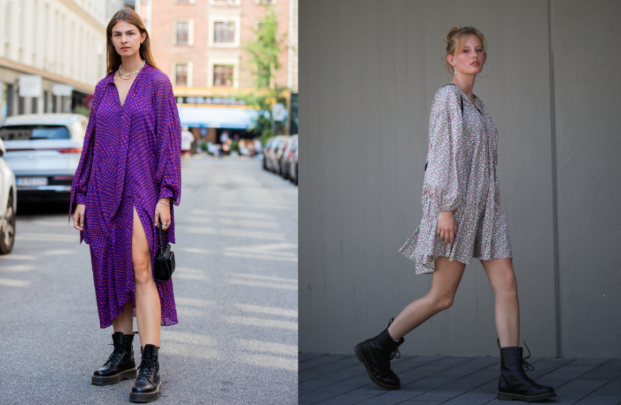 Man nehme Herbstschuhe und ein luftiges Sommerkleid – und fertig ist DER Trend-Look für den Herbst!