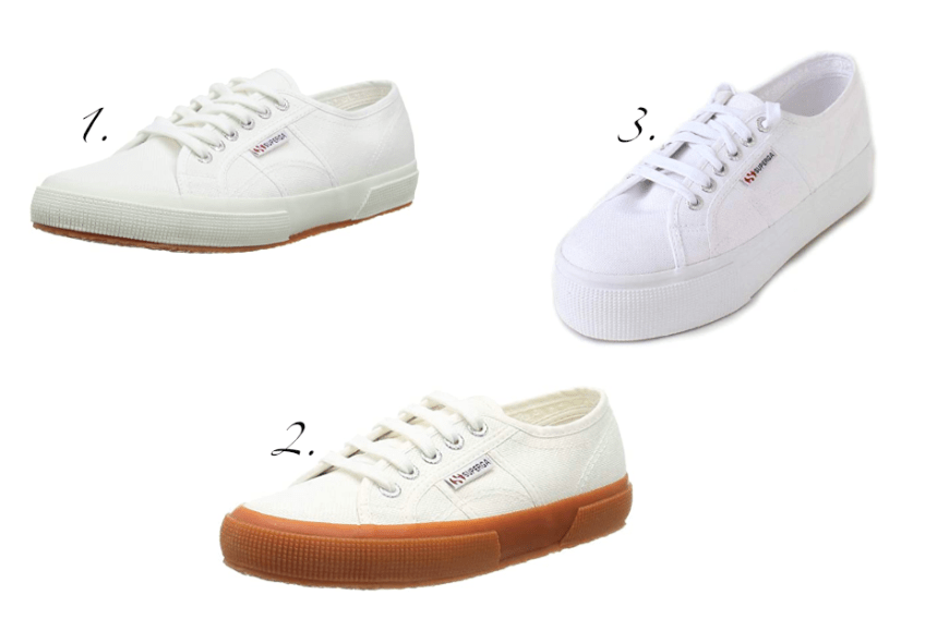 Aber auch die weißen Sneaker von Superga haben es ihr angetan:
1. Superga