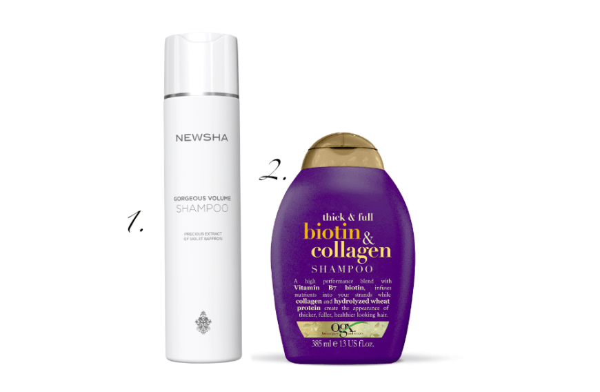 Im ersten Schritt ist ein Volumen-Shampoo das A und O:
1. Newsha