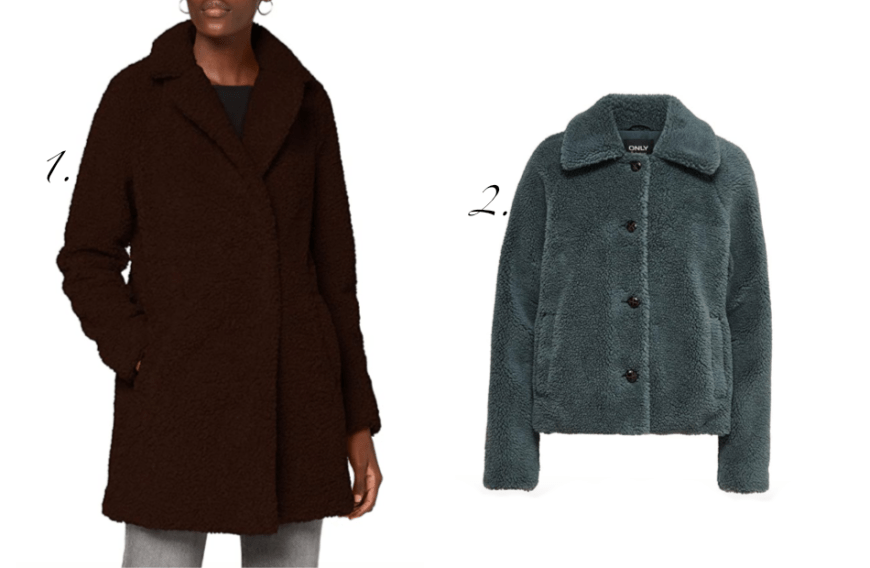 Ein weiterer Trend, an dem wir diesen Herbst nicht vorbeikommen: Teddyfelljacken! Die kuscheligen Begleiter passen perfekt in die kalte Saison und halten uns selbst an kälteren Tagen super-warm! Hier unsere zwei Favoriten:
1. Noisy may