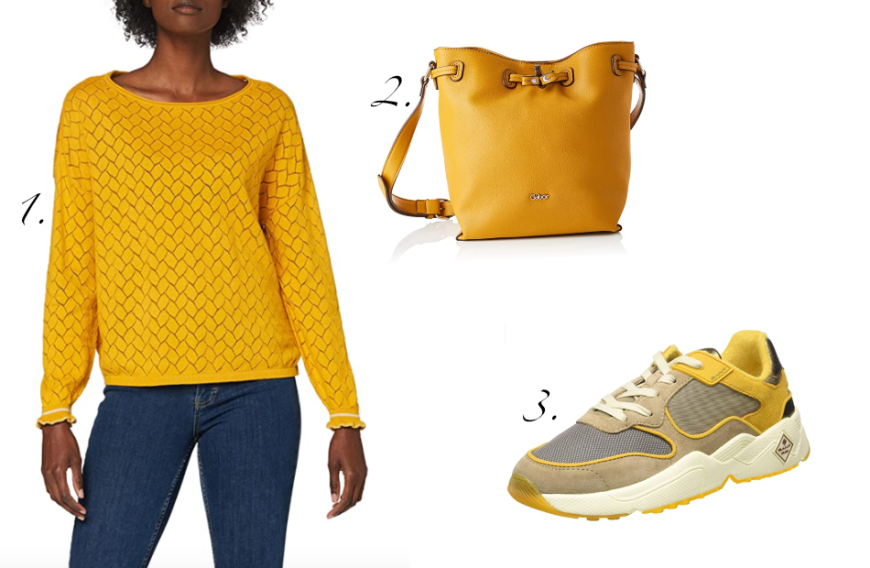 Nicht nur das Laub verfärbt sich gold-gelb, auch unsere Fashion-Pieces leuchten in der Herbst-Trendfarbe! Ob Pullover, Taschen oder Schuhe – Gelb ziert diese Saison nahezu jedes Item!
1. Only