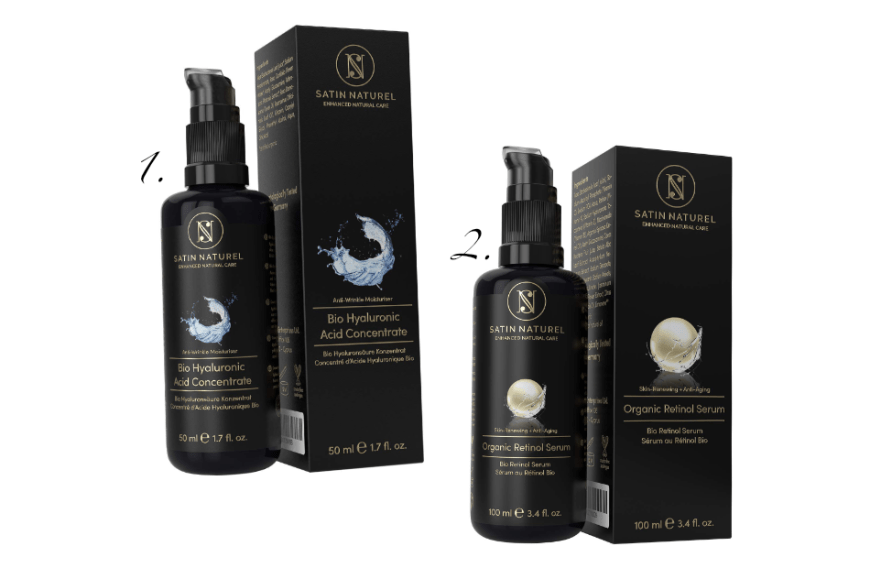 Die Produkte von Satin Naturel sind bis zu 53 Prozent reduziert:
1. Satin Naturel ″Bio Hyaluronic Acid Concentrate″, statt 24 Euro zahlst du heute nur ca. 11 Euro – und du sparst 13 Euro!
2. Satin Naturel