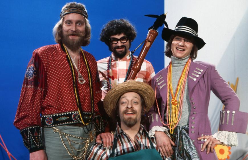 Karl Dall (sitzend) mit seiner Musik-Truppe Insterburg & Co. 1970.