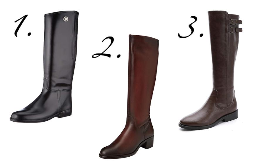 Diese Reitstiefel finden wir auch stylisch:
1. Kerbl - schwarze Sriefel, hier kaufen ab ca. 36 Euro
2. Tamaris - kniehohe Stiefel in Braun, hier kaufen ab ca. 77 Euro
3. MecKiss - Reitstiefel mit verstellbarer Schnalle, hier kaufen für ca. 35 Euro