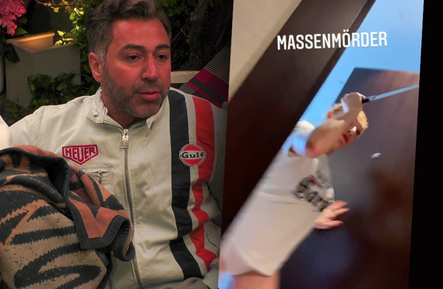 In seiner Instagram-Story teilte Kubi Aufnahmen, die zeigen, wie seine Verlobte mit einem Messer auf ihn zustürmt und ihn unter wüsten Beschimpfungen aus dem Apartment jagt.