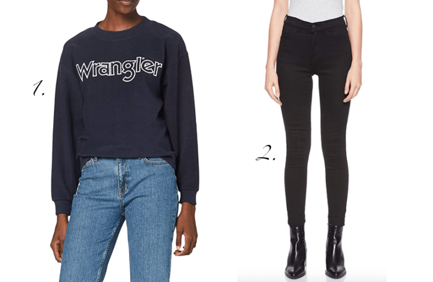 Eine beliebte Modemarke bei Amazon ist Wrangler. Die Styles versprühen pure Lässigkeit und lassen sich vielseitig kombinieren. Zu den It-Pieces zählen für uns ein Sweater sowie eine Skinny Jeans.
1. Wrangler