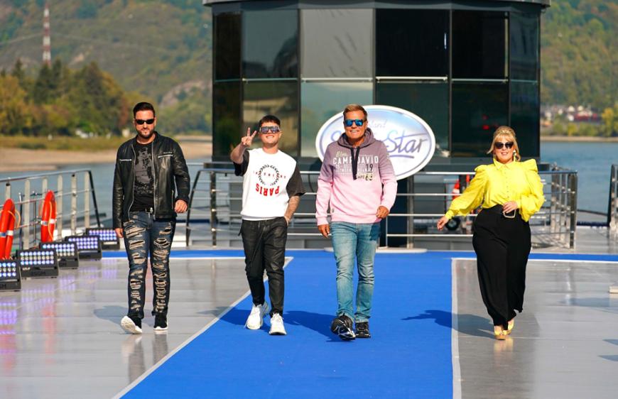 Die DSDS-Jury (v.l.) Michael Wendler, Mike Singer, Dieter Bohlen und Maite Kelly.